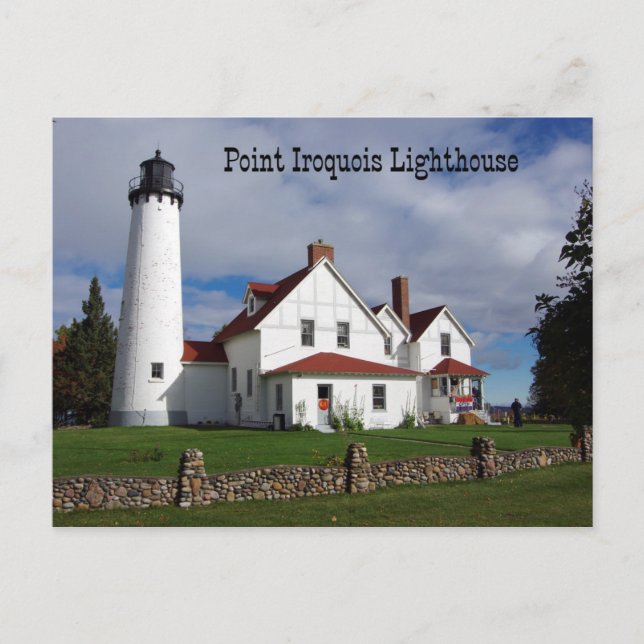 Point Iroquois Lighthouse Post Card Postkarte (Vorderseite)
