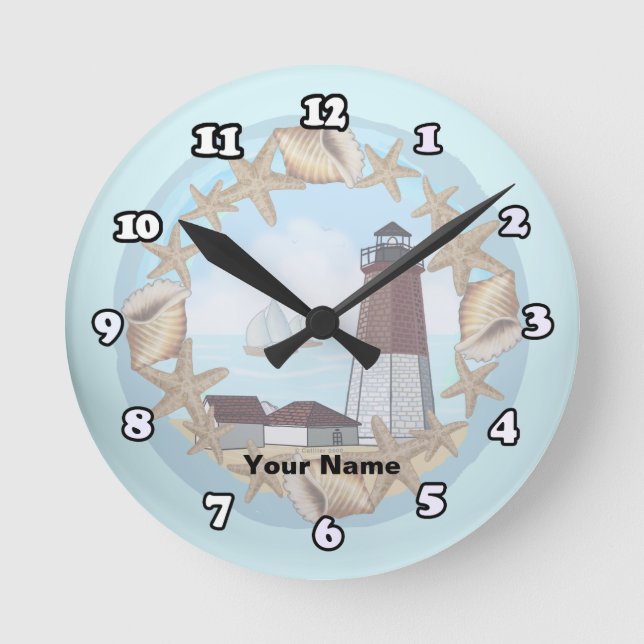 Point Judith Leuchtturm-Uhr Runde Wanduhr (Vorderseite)