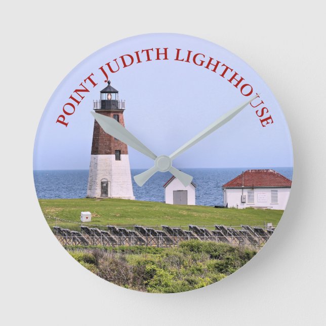 Point Judith Lighthouse, Rhode Island Wall Clock Runde Wanduhr (Vorderseite)
