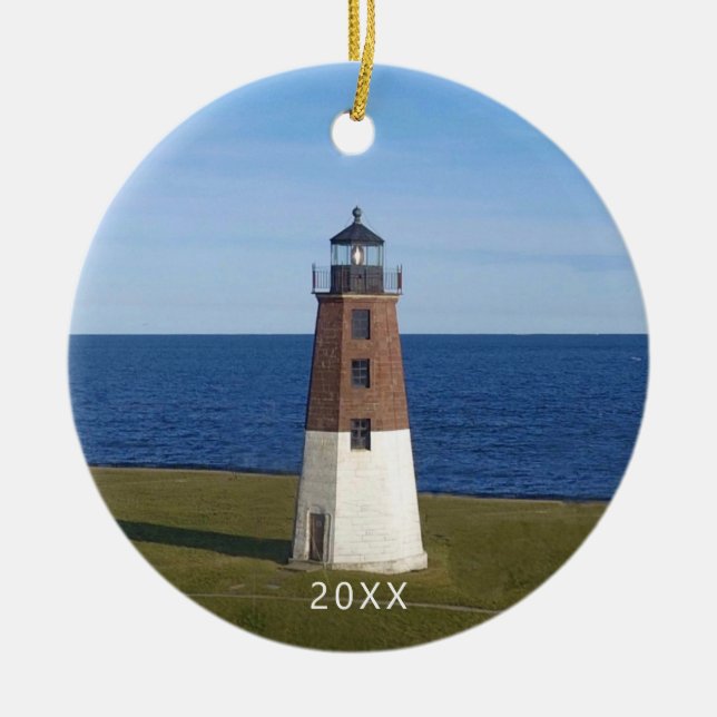 Point Judith Narragansett Lighthouse Keramik Ornament (Vorne)