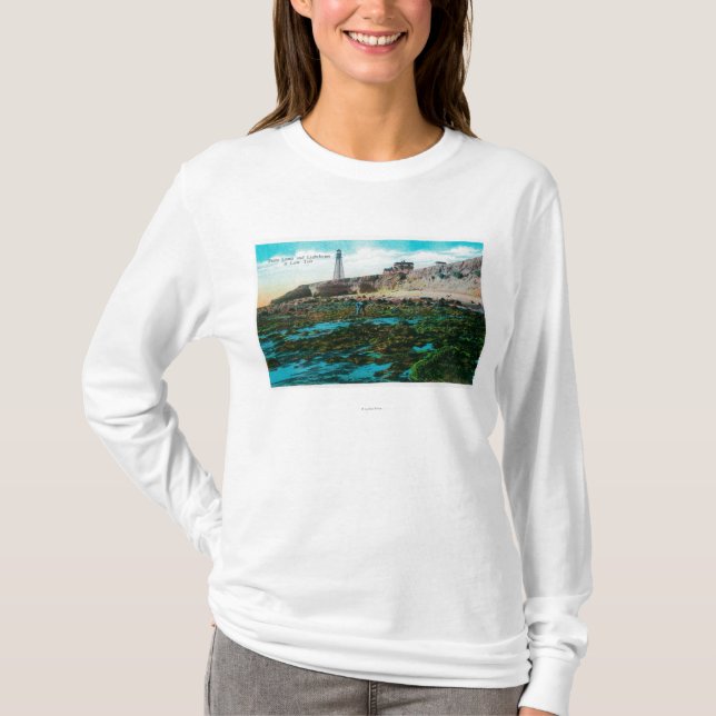 Point Loma und Leuchtturm bei Ebbe T-Shirt (Vorderseite)