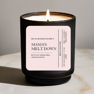 Point Mama Melt Down   Funny Candle Quadratischer Aufkleber