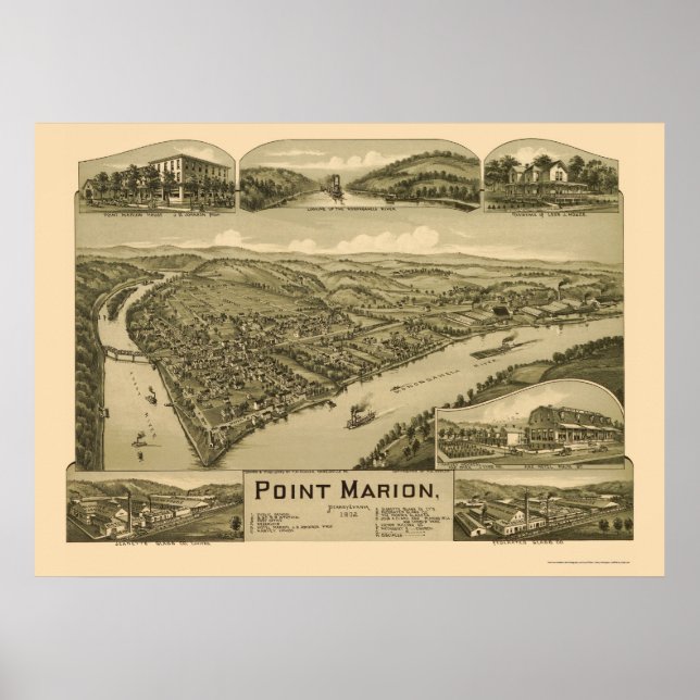 Point Marion, PA Panoramic Map - 1902 Poster (Vorne)