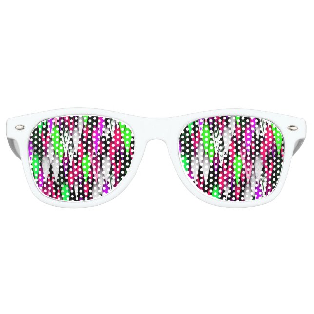 Point NEON Green Lila Pink Funky Fun Partybrille (Vorderseite)