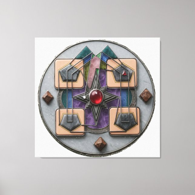 Point of Assembly 3D: Mystical Geometric Artifact Leinwanddruck (Vorderseite)
