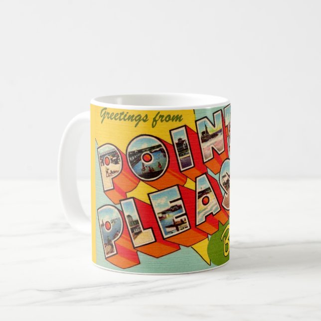 Point Pleasant Beach NJ Greetings Map Kaffeetasse (Vorderseite Links)