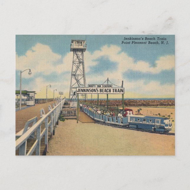 Point Pleasant NJ Beach Train, Vintag Postkarte (Vorderseite)