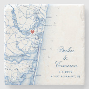 Point Pleasant NJ Map Gastgeschenk Hochzeit Navy B Steinuntersetzer