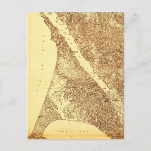 Point Reyes California Vintag Map Postkarte (Vorderseite)