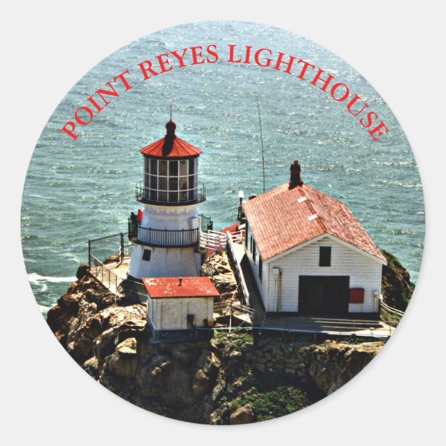 Point Reyes Lighthouse, California Round Sticker (Vorderseite)