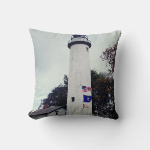 Pointe Aux Barques Leuchtturm Foto erstellt zu ein Kissen