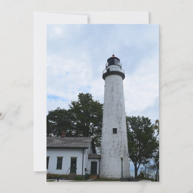 Pointe Aux Barques Lighthouse auf Feiertagskarte (Vorderseite)