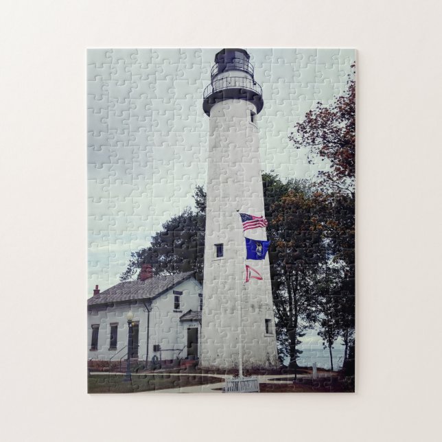 Pointe Aux Barques Lighthouse in Michigan als Puzzle (Vertikal)