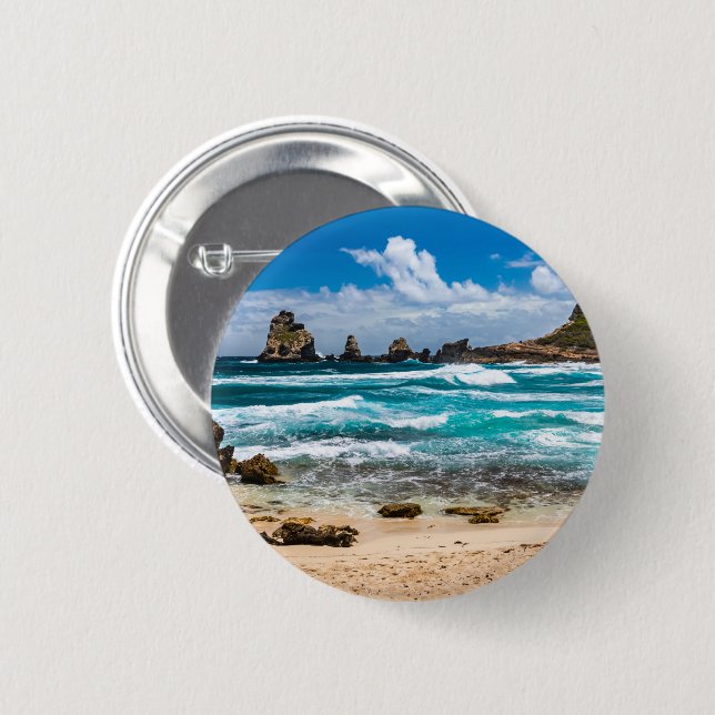 Pointe des Chateaux, Grande-Terre, Guadeloupe Button (Vorne & Hinten)