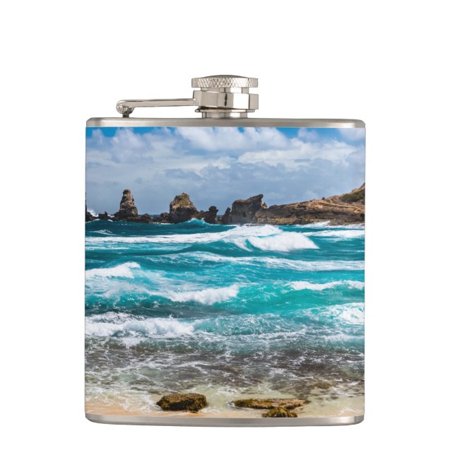 Pointe des Chateaux, Grande-Terre, Guadeloupe Flachmann (Vorderseite)