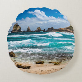 Pointe des Chateaux, Grande Terre, Guadeloupe Roun Rundes Kissen