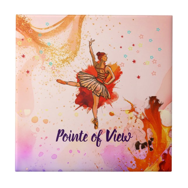 Pointe of View | Lebendige Ballerina-Kunst  Fliese (Vorderseite)