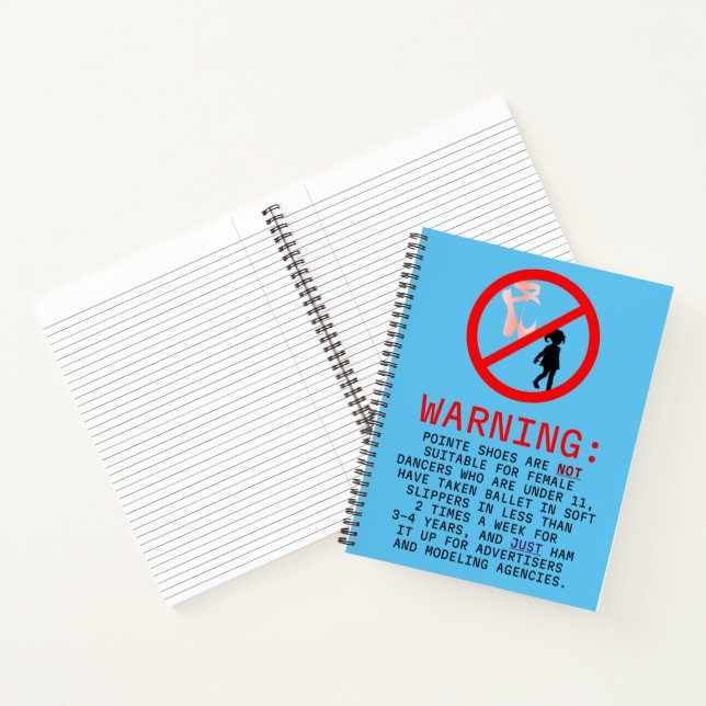 Pointe Shoes warning Sky Blue Personalisiert Notizbuch (Innenseite)