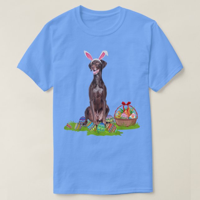 Pointer Dog Ostereier Jagd Bunny Pointer Dog E T-Shirt (Design vorne)