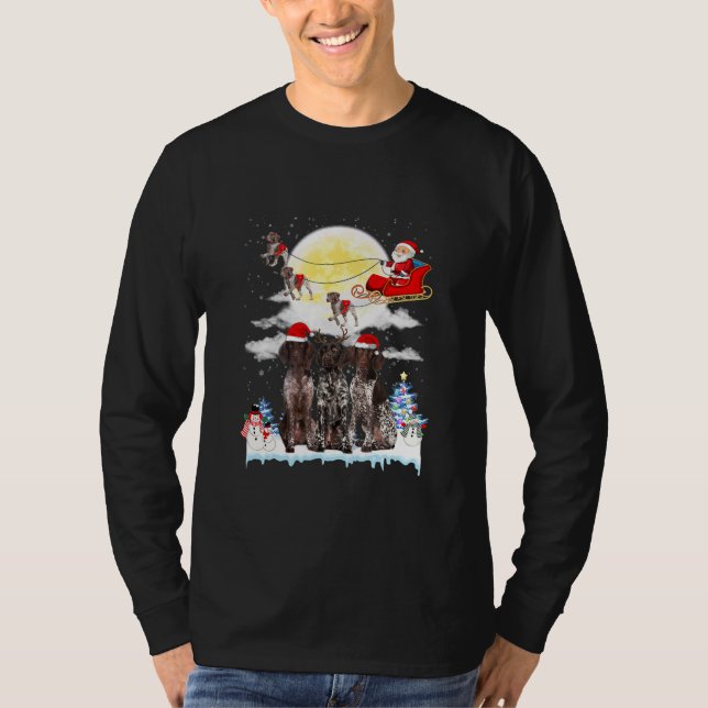 Pointer Dog Santa Sleigh Weihnachten  T-Shirt (Vorderseite)