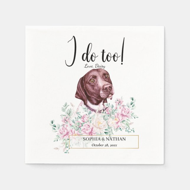 Pointer Dog Wedding Cocktail Napkins Serviette (Vorderseite)