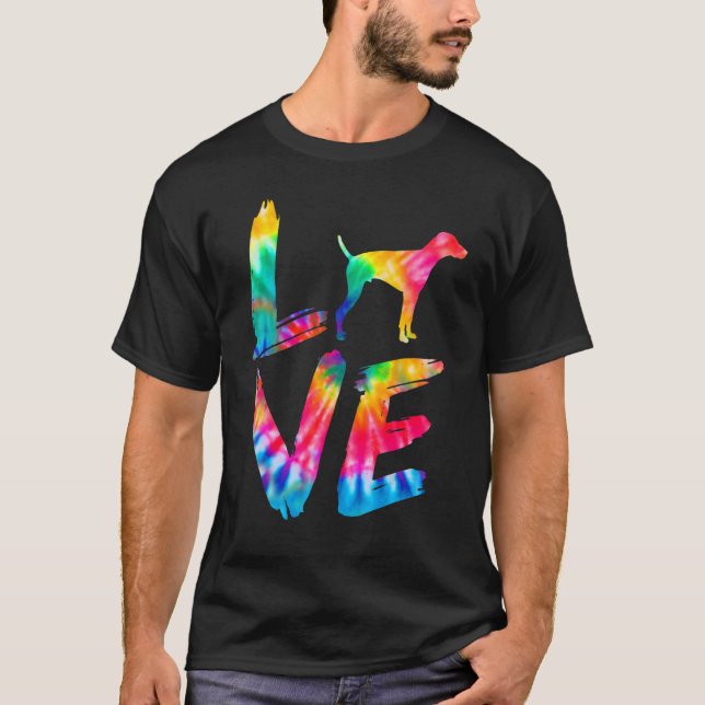 Pointer Gefärbte Krawatte Liebe Dog Mama Vater T-Shirt (Vorderseite)