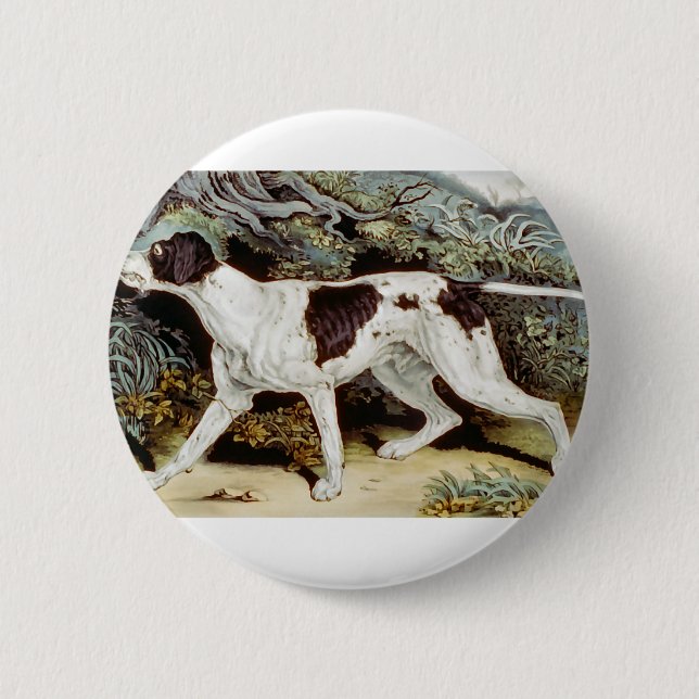 Pointer-Hund Aquarell Button (Vorderseite)