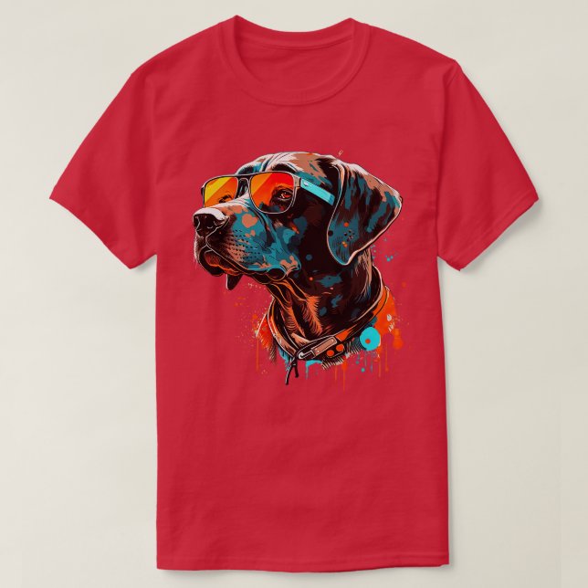 Pointer-Hund mit Sonnenbrille 5 T-Shirt (Design vorne)