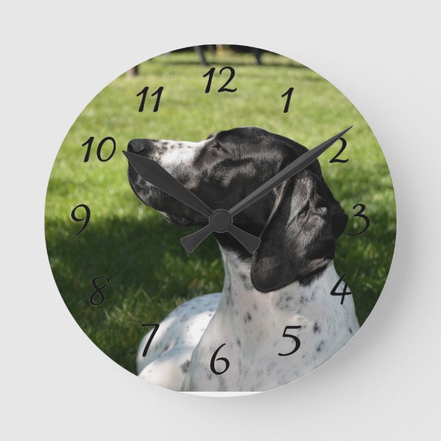 Pointer Liebe Runde Wanduhr (Vorderseite)