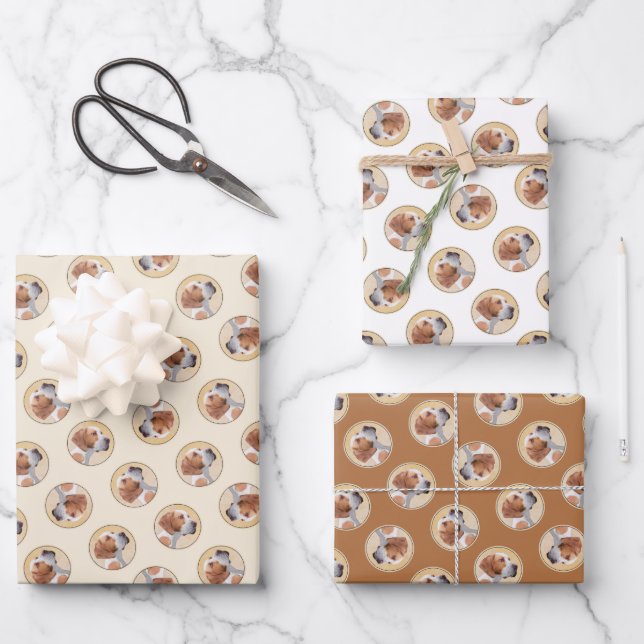 Pointer Painting English Niedlich Original Pet Dog Geschenkpapier Set (Vorderseite)