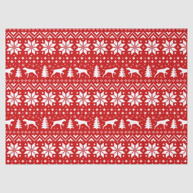 Pointer Silhouette Weihnachtsmuster Rot Seidenpapier (Vorderseite)