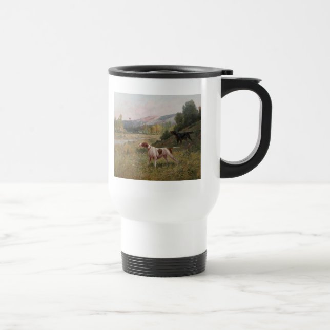 Pointer und Gordon Setter White Travel Mug Reisebecher (Rechts)