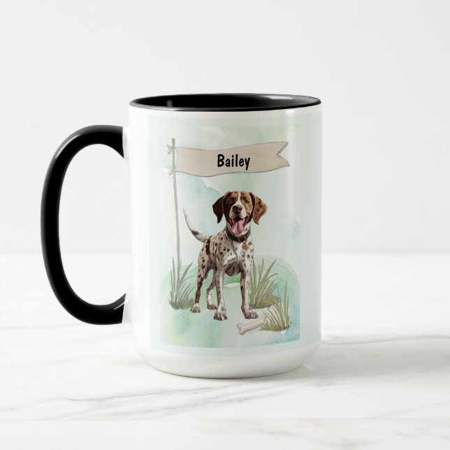 Pointer Wasserfarbe Personalisierter Hund Tasse (Links)