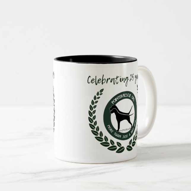 PointerRescue Org Tasse zum 25. Jahrestag (VorderseiteRechts)