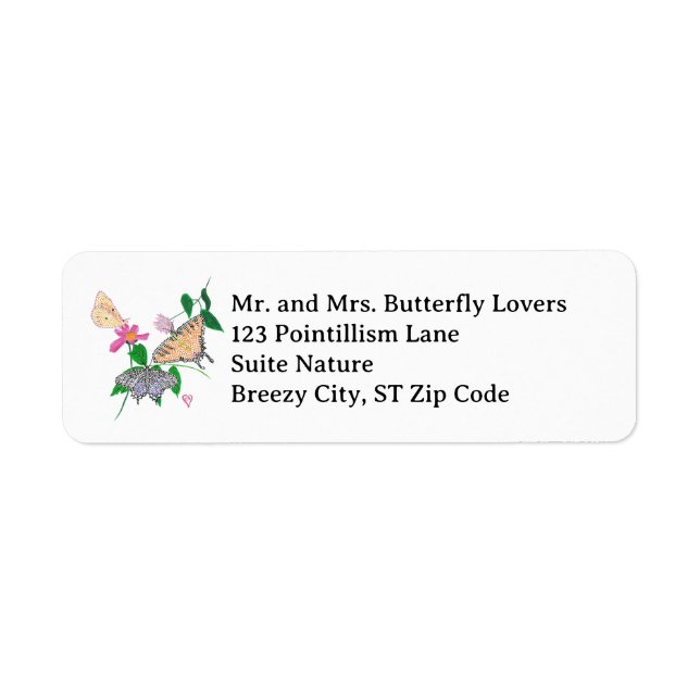 Pointillism Butterflies Address Labels (Vorne)