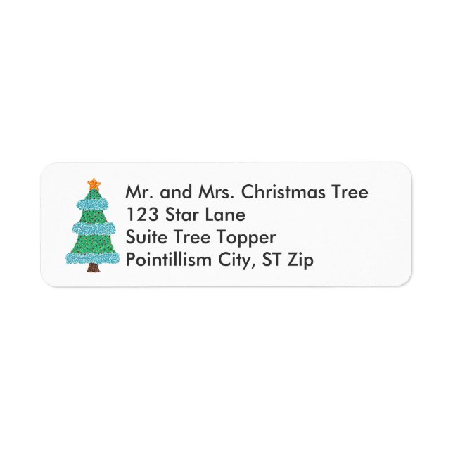 Pointillism Christmas Tree Star Address Labels (Vorne)