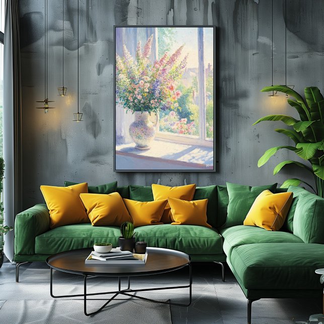 Pointillism Florale Art mit Sonnenlicht Aussicht a Poster (Von Creator hochgeladen)