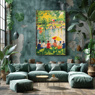 Pointillismus-Parkszene mit lebendigen Sommerfarbe Poster
