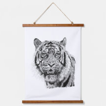 Pointillismus-Tigerkopf Schwarz-Weiß-Wildtierkunst