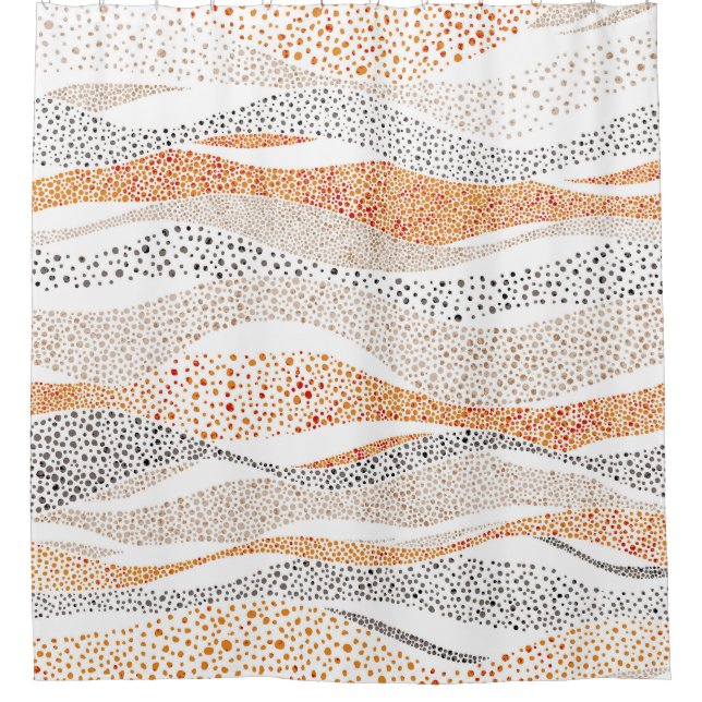Pointillismus Wavy Polka: Niedlich Doodle Textile Duschvorhang (Vorderseite)