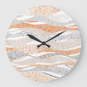 Pointillismus Wavy Polka: Niedlich Doodle Textile Große Wanduhr