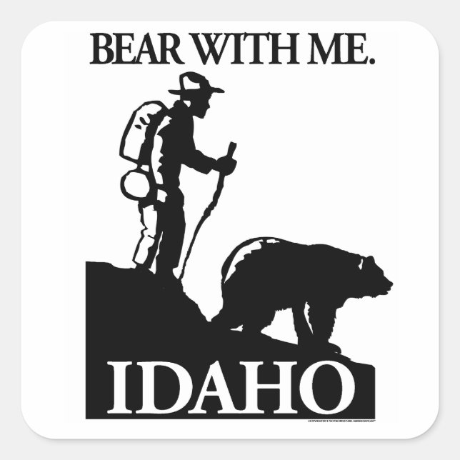 Points North Studio "Bear with Me" Idaho Quadratischer Aufkleber (Vorderseite)