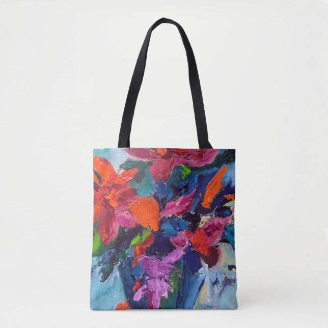Pointsettia & Snowman Tote Bag (Vorderseite)