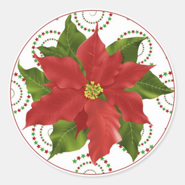 Pointsettia Weihnachtskuchen Toppers Stickers (Vorderseite)