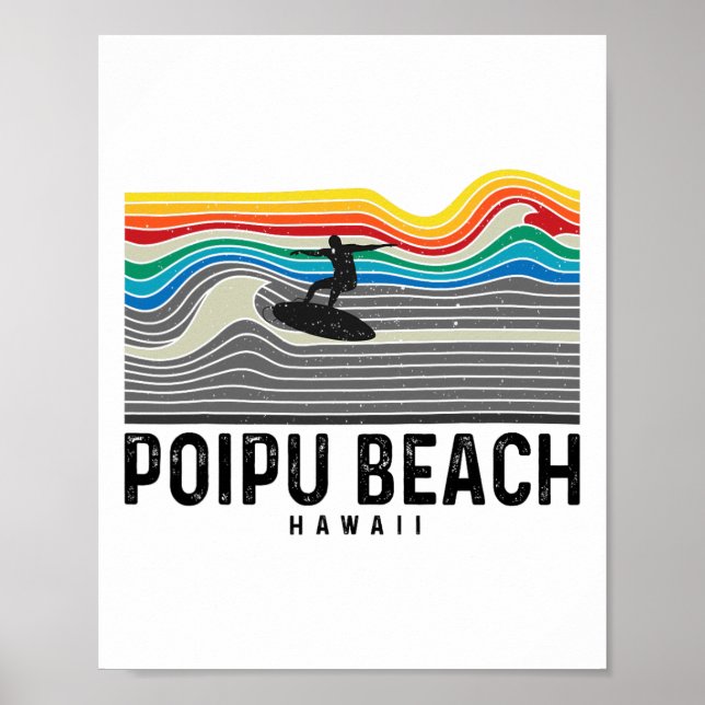 Poipu Beach Hawaii Surfer Männer Frauen  Poster (Vorne)