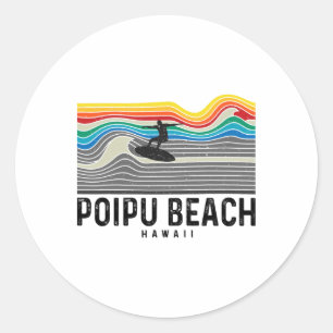 Poipu Beach Hawaii Surfer Männer Frauen  Runder Aufkleber
