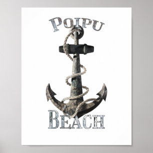 Poipu Beach Hawaii Vacation Nautical Anchor Poster