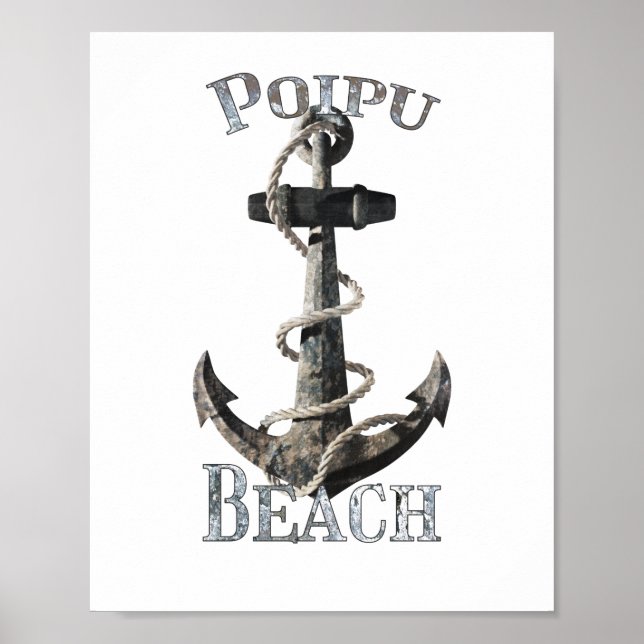 Poipu Beach Hawaii Vacation Nautical Anchor Poster (Vorne)