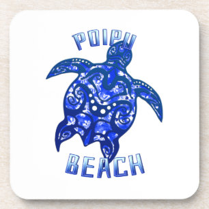 Poipu Beach Hawaii Vacation Tribal Turtle Getränkeuntersetzer
