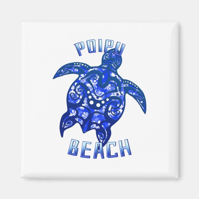 Poipu Beach Hawaii Vacation Tribal Turtle Magnet (Vorne)